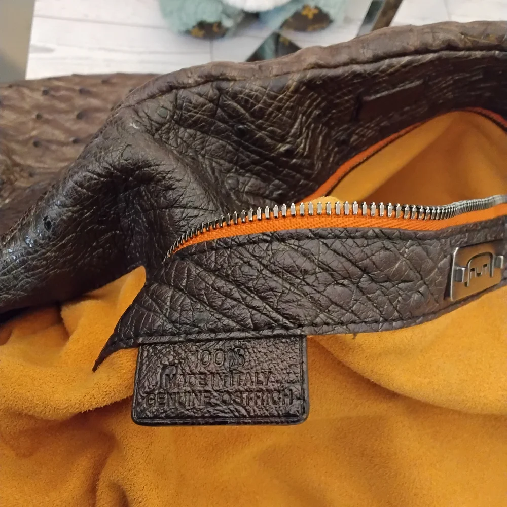 Nuti Sevillana Ostrich Leather Hobo Handbag